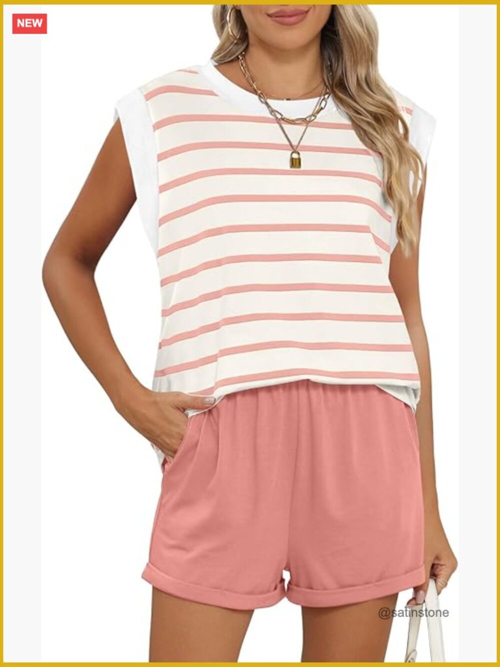 Lightweight 2 Piece Lounge Set with Cap Sleeve Top and Elastic Waist Shorts